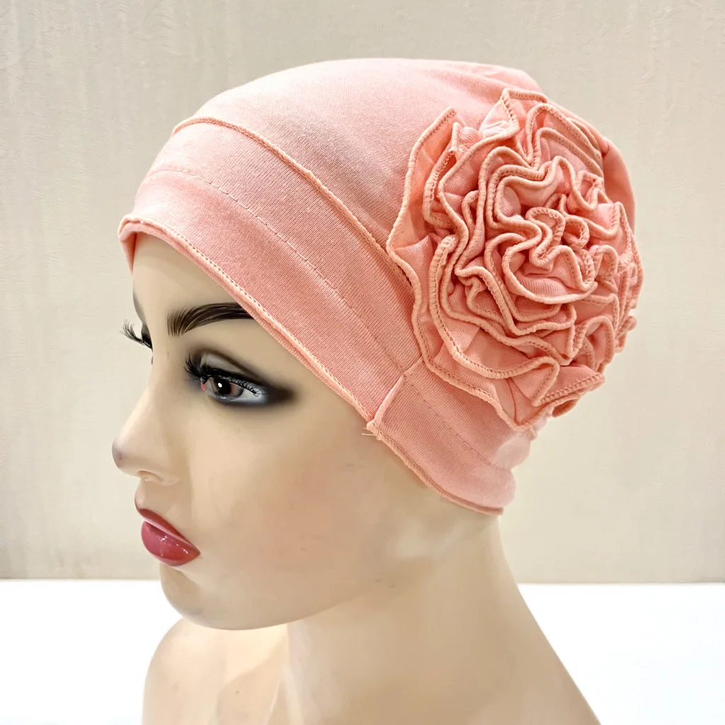 12pcs/set Bonnets Women Muslim Inner Hijab Hat Flower Beanies Chemo Cap Soft Turban Hair Loss Headscarf Head Wrap Turbante Mujer