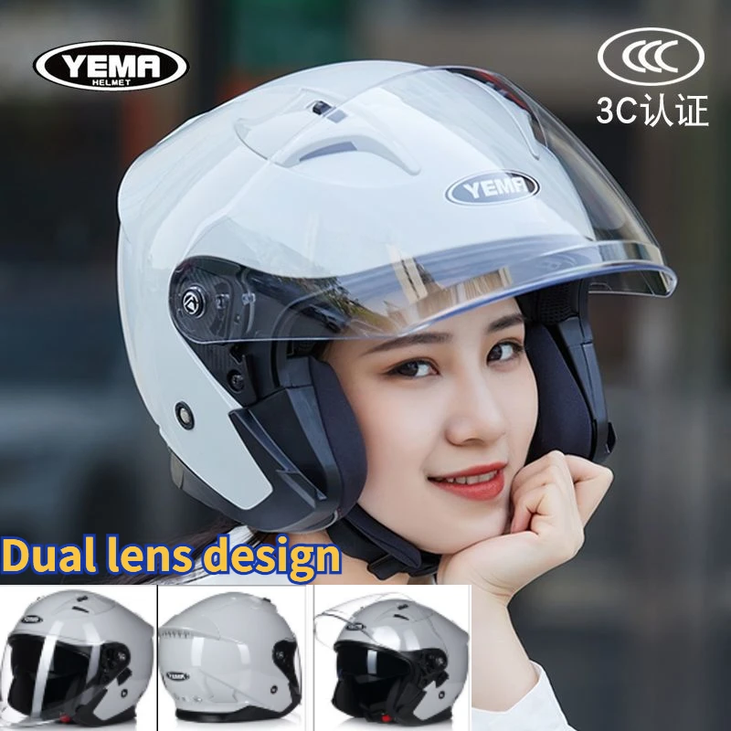 

Men Motorcycle half Helmets Dual Lens Scooter Moto Helmet Casco vespa village Riding capacete de moto motocross Helmets