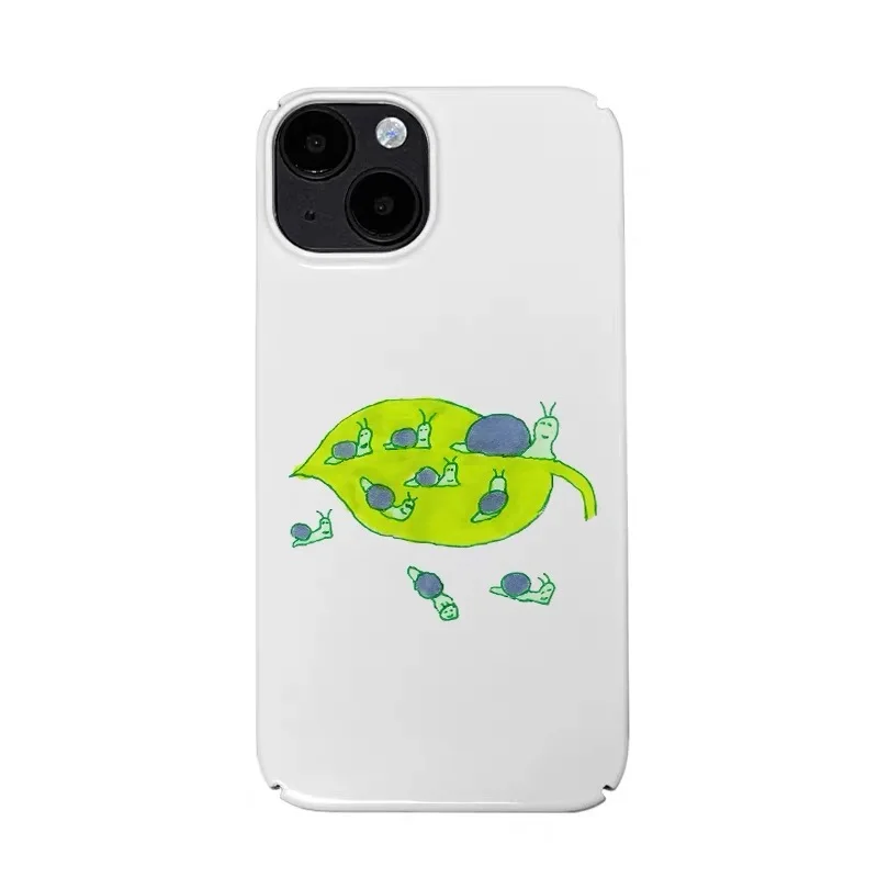 

Ins Korean Green Cute Snail Phone Case for IPHONE 17 Air 16E 15 PROMAX 14 Plus 13 12 MINI 11 PRO 16Plus XR Acrylic Phone Cover
