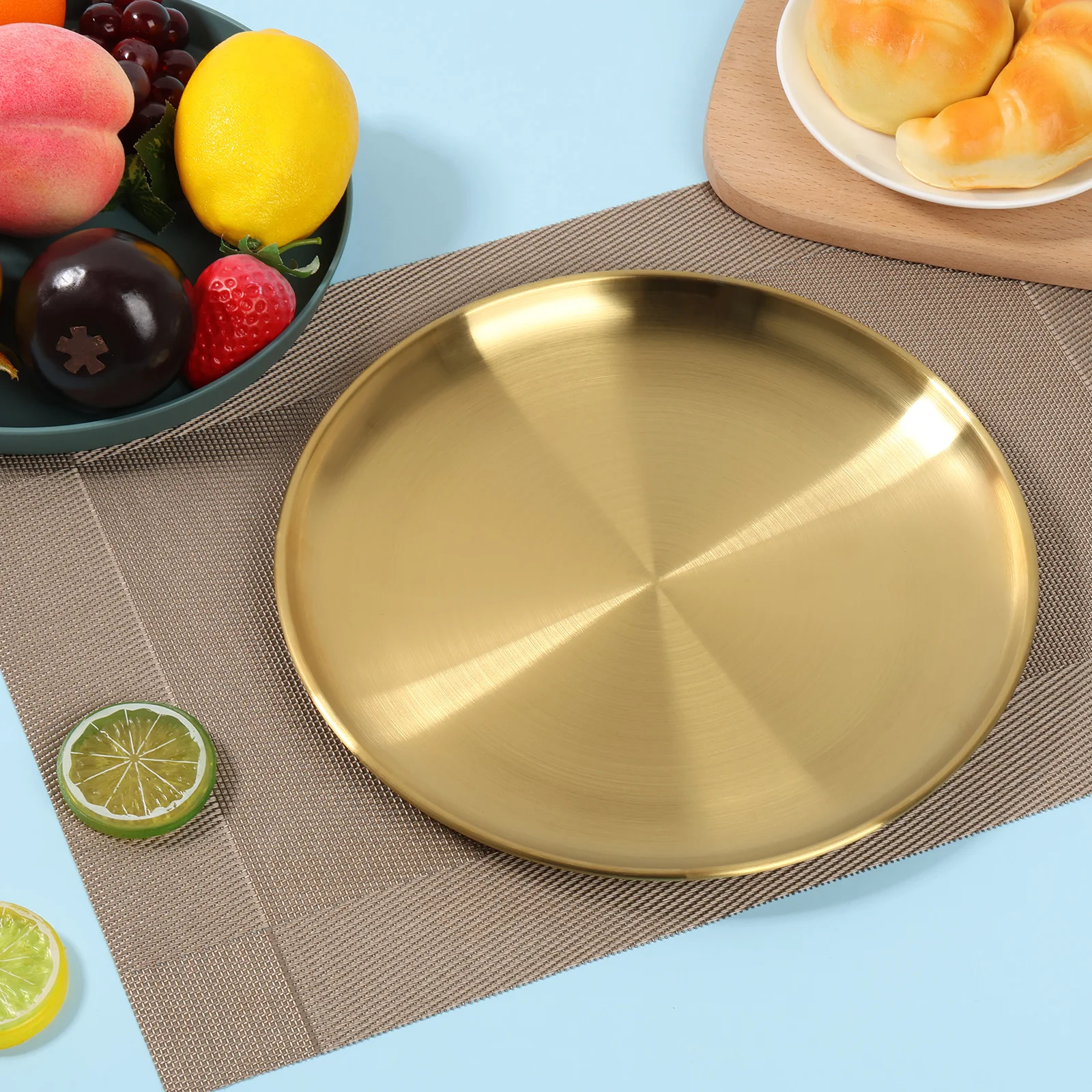 6Pcs Stainless Steel Plates 10.2 Inch Stainless Steel Dinner Plate Reusable Stainless Steel Dinner Dishes Lightweight Stainless