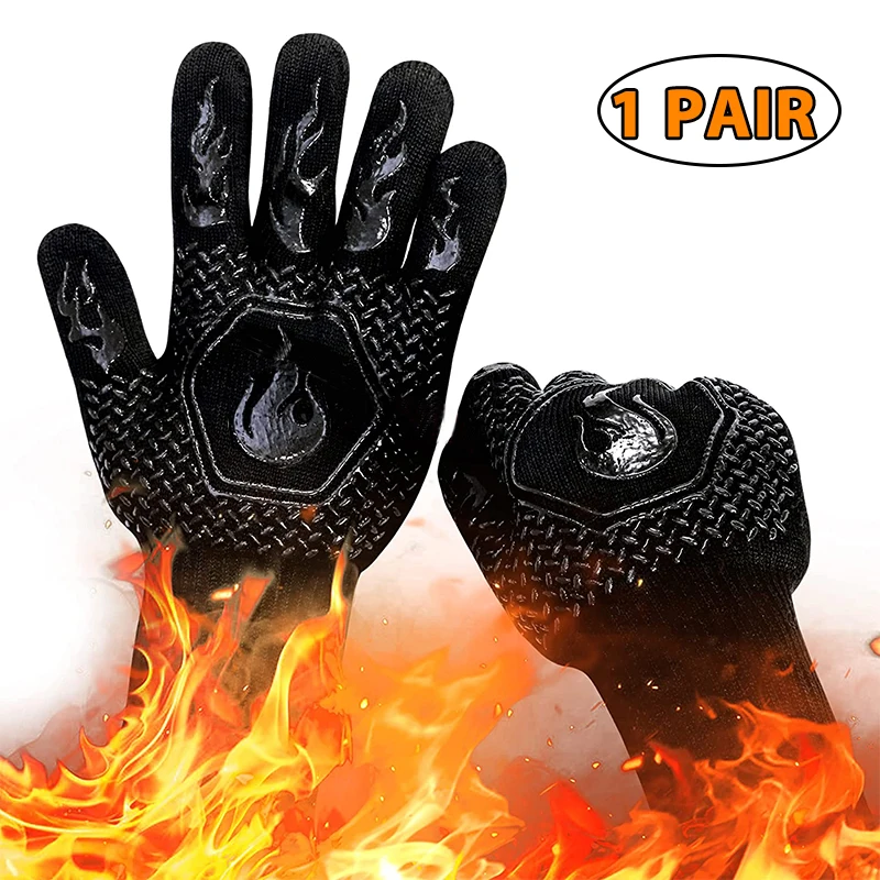 1 Stuk/1 Paar Ovenwanten, Ovenwanten, Hittebestendige Vuurvaste Antislip Siliconen Bbq Grill Handschoenen Voor Het Koken Van Barbecue Bakken