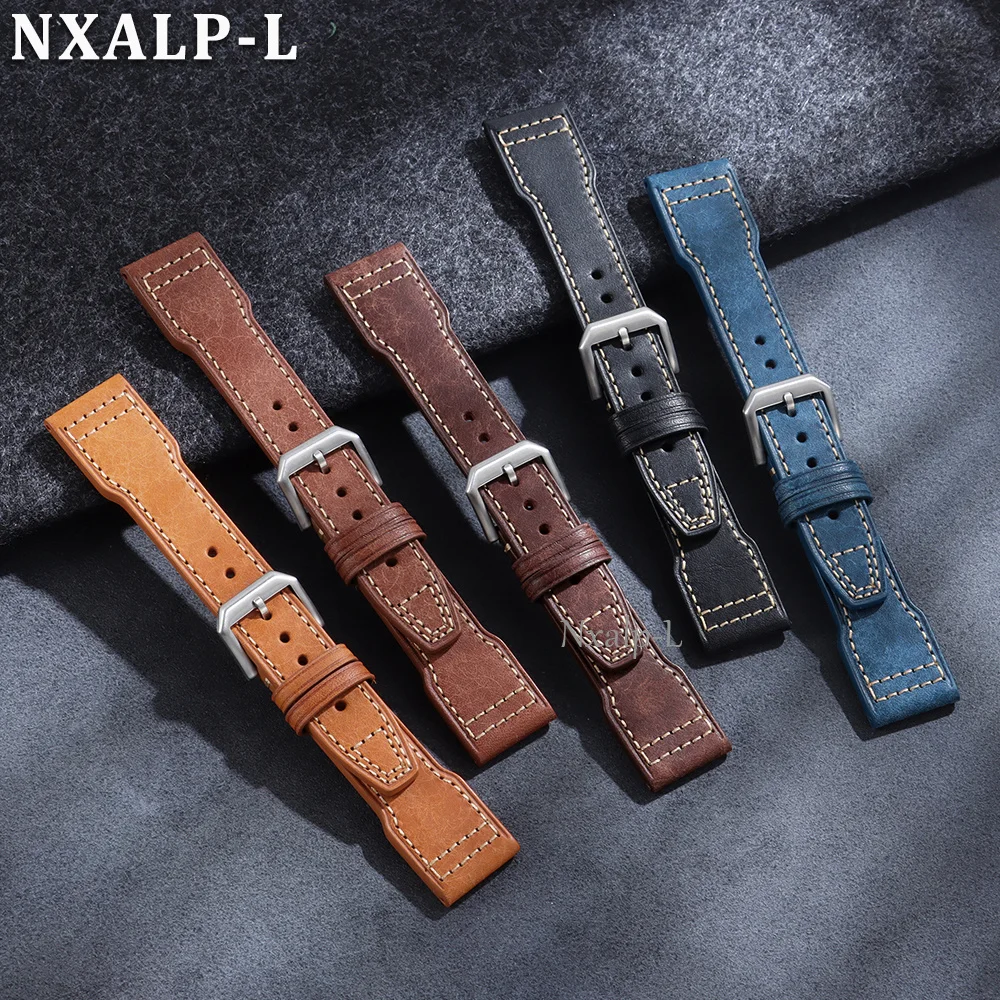 20mm 21mm 22mm Uhrenarmband aus Rindsleder für IWC Pilot Portugieser, genähtes Lederarmband, Herren- und Damen-Sportarmband, Zubehör – Detail 12