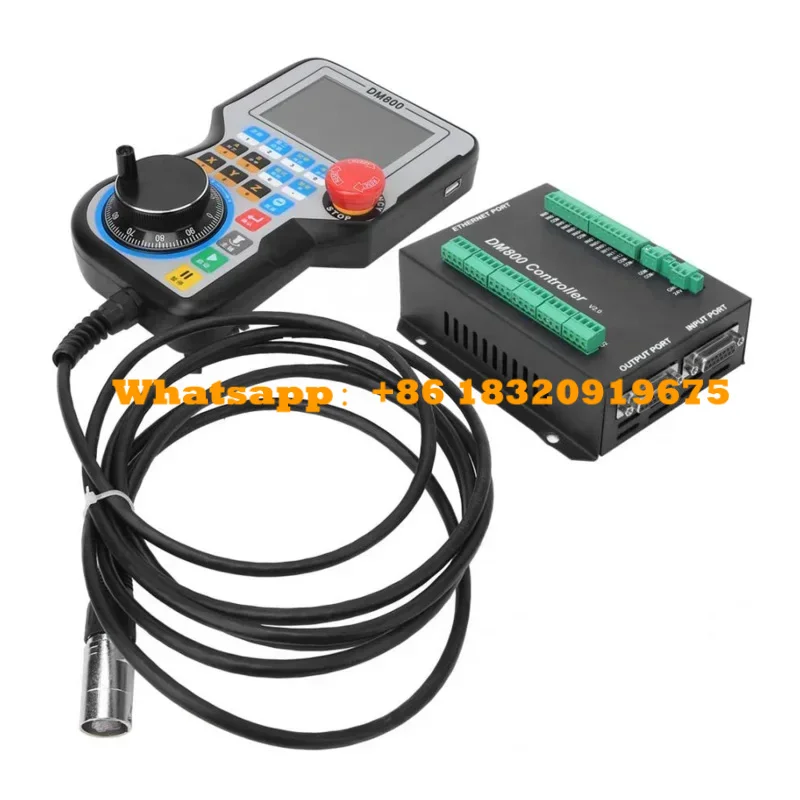 Sistema di controllo del movimento con controller maniglia CNC DM800 Schermo da 3/4/5 assi da 3,8 pollici più pulsante di arresto di emergenza supporta il codice G