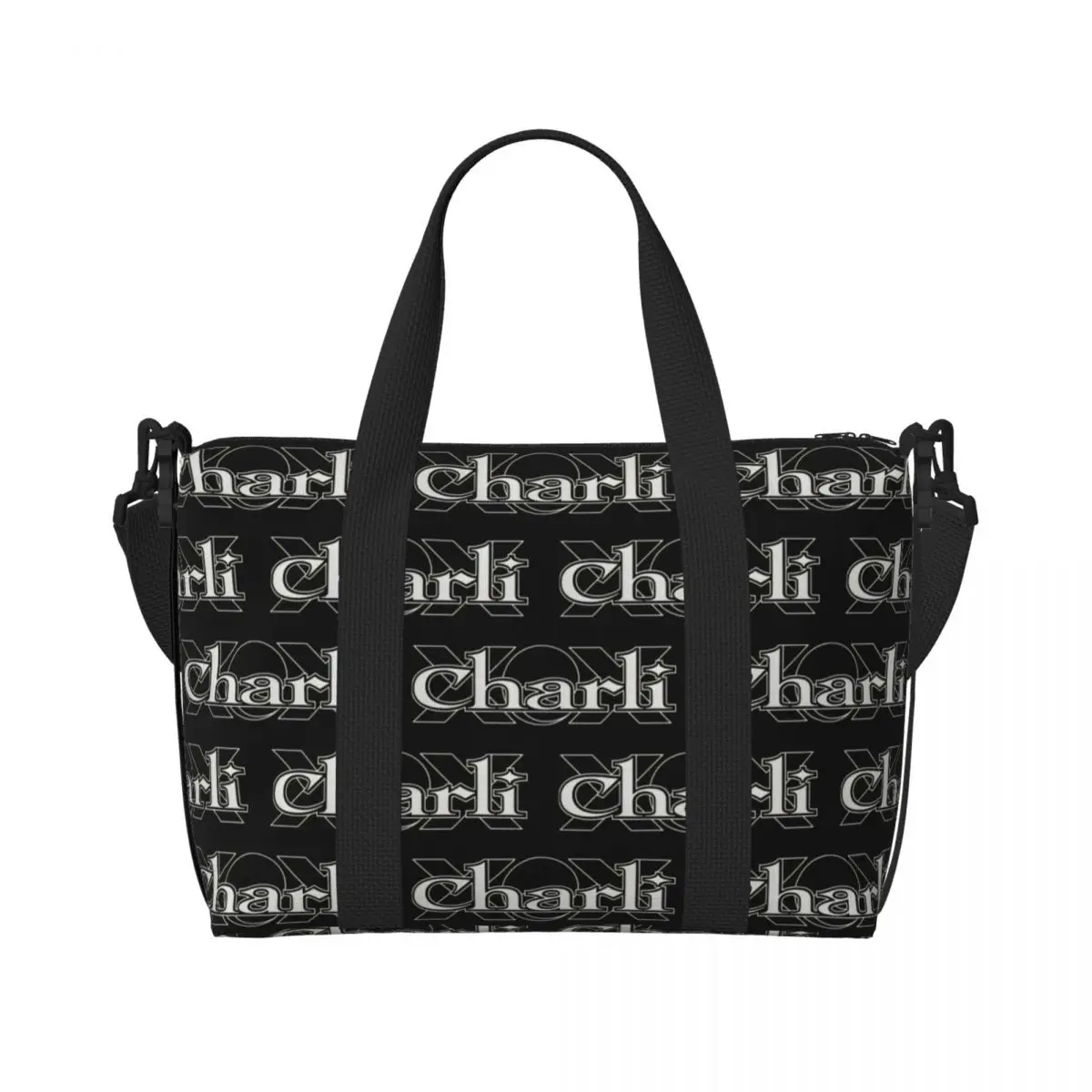 Custom C-Charli XCX Beach Tote Bag Women Extra Large Gym Carry On British Singer Travel Shopping Bags