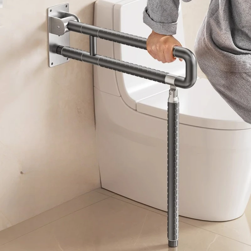 Gun Grey Toilet Handle Disabled Grab Bars Wall Toilet Safety Rails Bathroom Stand Assist Toilet Handrail Foldable Maximum