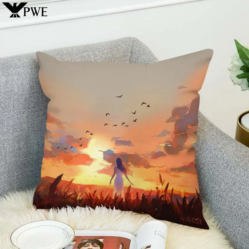 Setting Sun Pillow Cases Decorative Cushions for Bed Pillowcase 40*40 Ornamental Pillows Chair Cushion Cover 50x50 Pillowcases