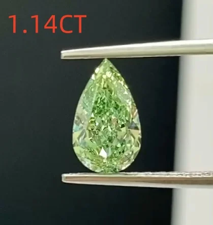 IGI 1.14CT Green Pear Shape LGD Lab Grown Diamond HPHT Diamonds Stone Wholesale Fancy Intense Green with igi Certificate