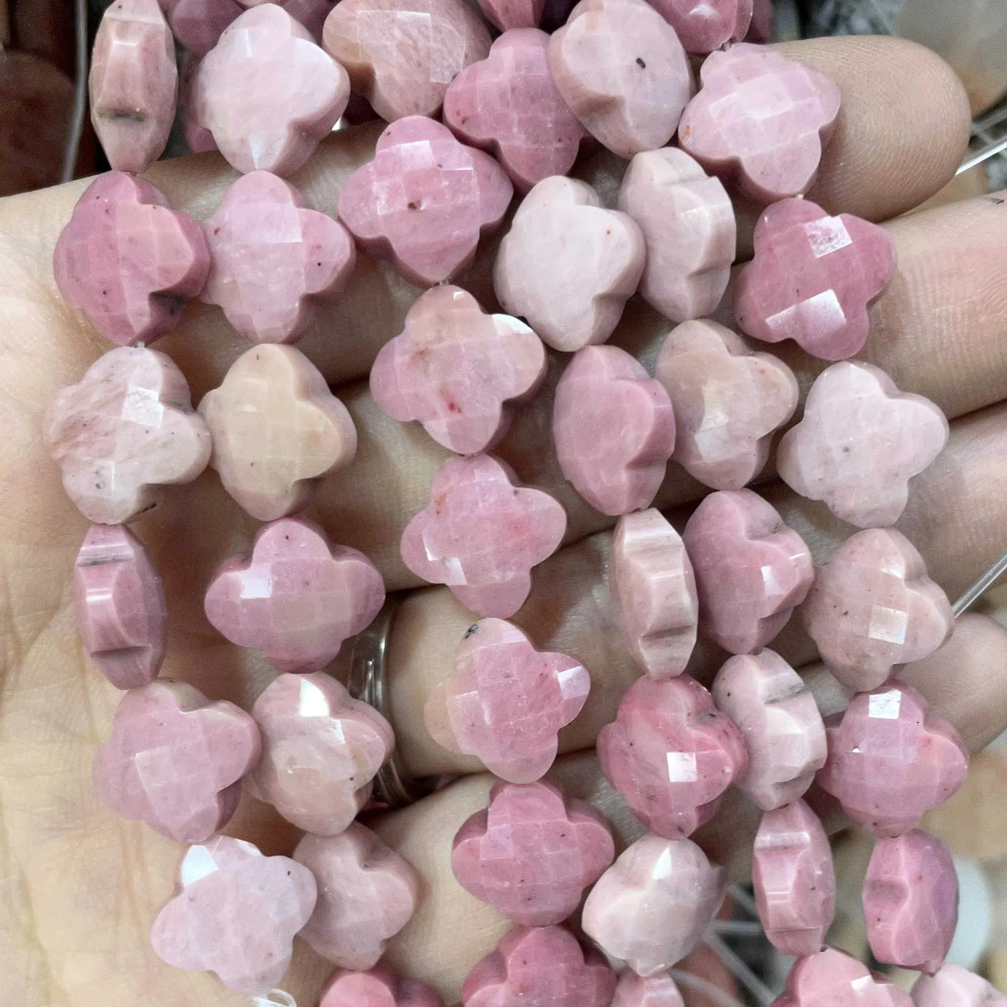 Natural Stone Red Rhodonite Beads Round Faceted Square Irregular Gravel Loose Beads For Jewelry Making DIY Bracelets Accessories