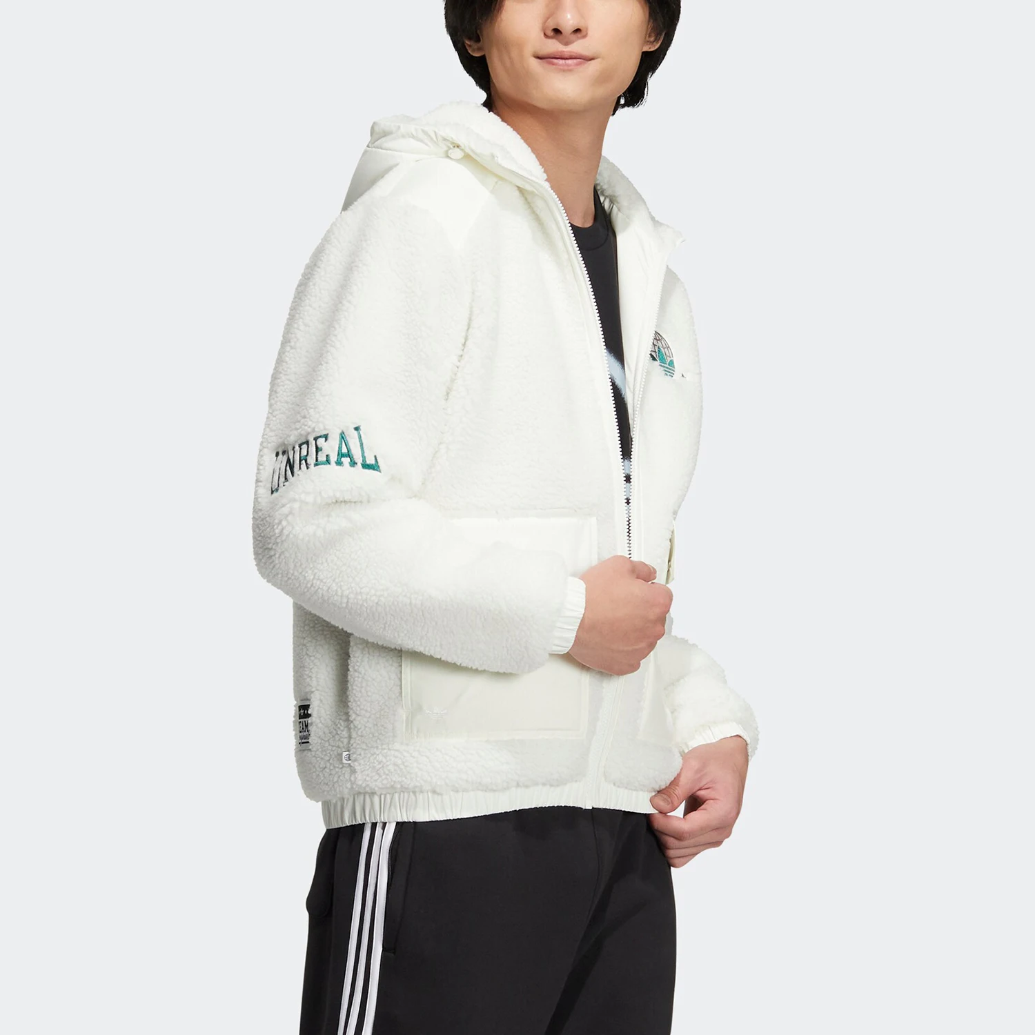 Adidas Originals Trefoil Men and Women's Minimalist American Faux Sheepskin Jacket HS2005