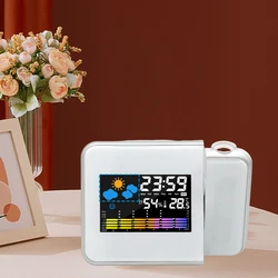 Smart Alarm Clock with Night Backlight Digital LED Projector Adjustable Projection Angle Desk Table Thermometer Hygrometer