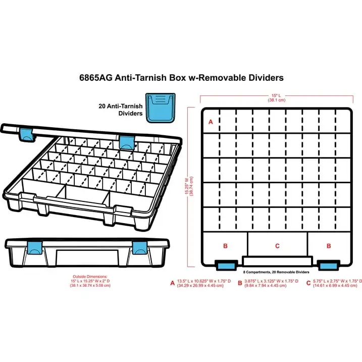 ArtBin-Tarnish Inibidor Super Satchel, armazenamento de plástico translúcido, Artesanato e Hobby, 8-20 Compartimento, 15 polegadas, 1 pc