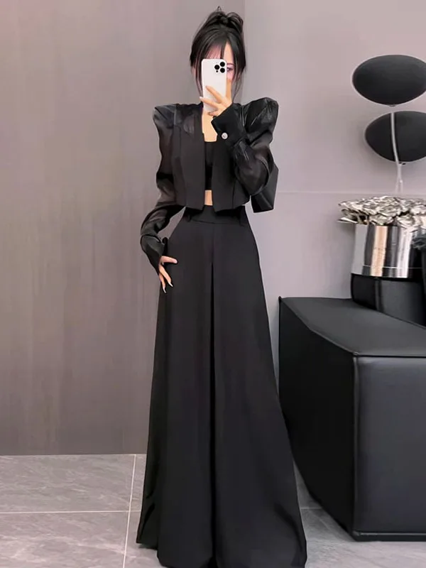 

Модный универсальный женский костюм с коротким рукавом для защиты от солнца: куртка и длинные брюки, комплект из двух предметов, весна 2025, элегантный стиль