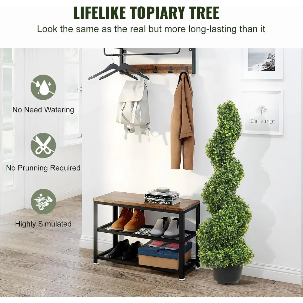 

Artificial Boxwood Spiral Pruning Tree, 4-foot High (2 Trees) Outdoor Artificial Plant, Year-round Green Artificial Plant