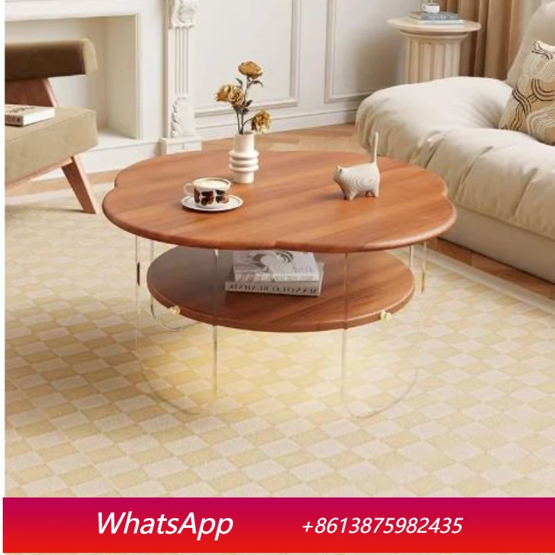 

LMMModern Small Apartment Home Retro Style Nordic Small Table French Cream Fengyunduo Tea Table