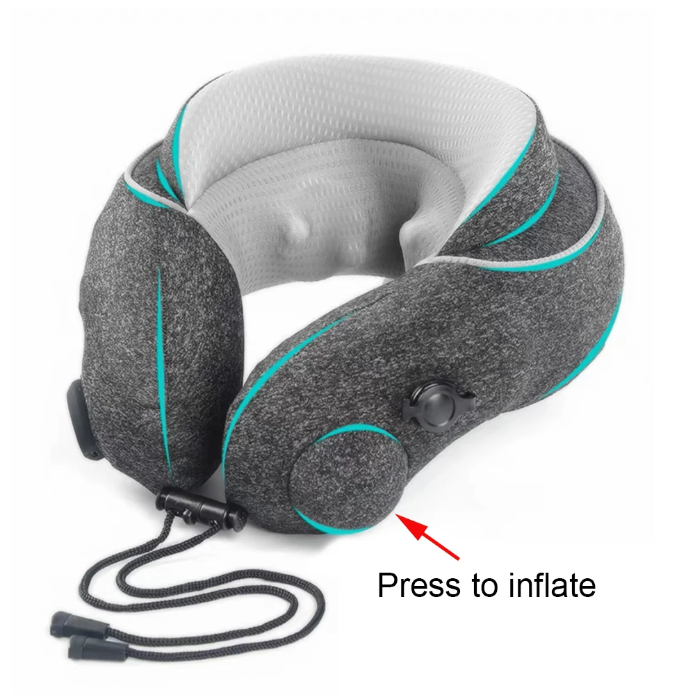 Travel Neck Pillow/Electric Cervical and Neck Massager Kneading Neck Support Inflation Pillow Cervical Neck Massager For Neck