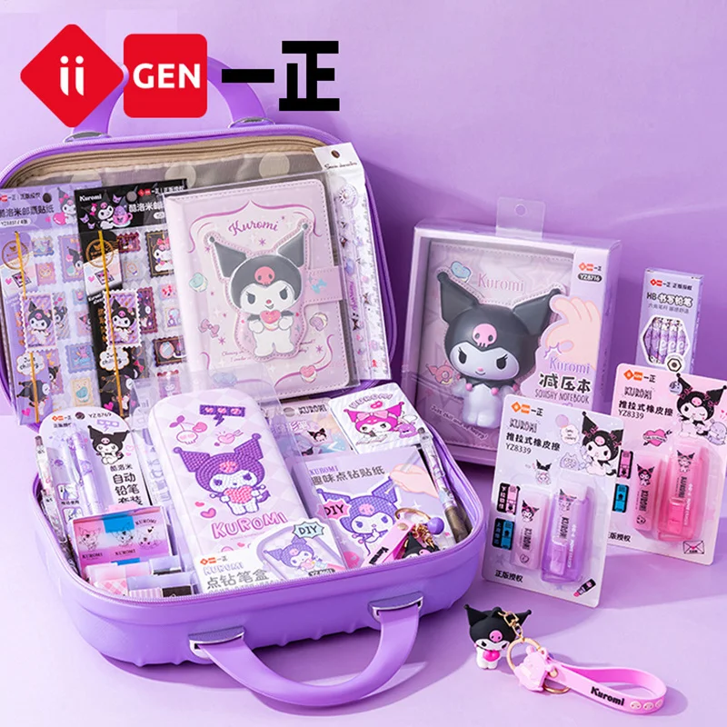 Sanrio Cute Stationery Set Kuromi Melody Children's Learning Notebook Pencil Casesecondary School Stationery Boxe Birthday Gifts