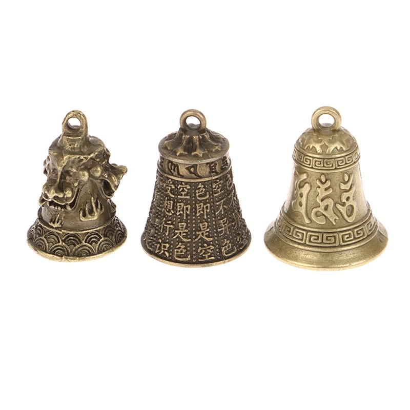 HOT! Alloy Retro Three Lion Bell Wind Chime Car Pendant Antique Bell Mini Sculpture Pray Guanyin Bell Shui Feng Bell