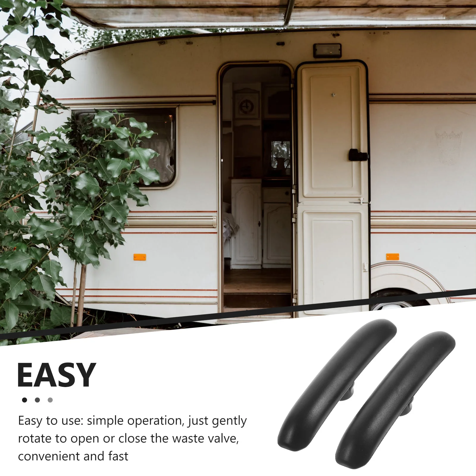 

2pcs Waste Valve Handle Rv Dump Replacement Tank Handles Drain Plastic Sewer Abs Dual Durable Wear Resistant Easy Open Close