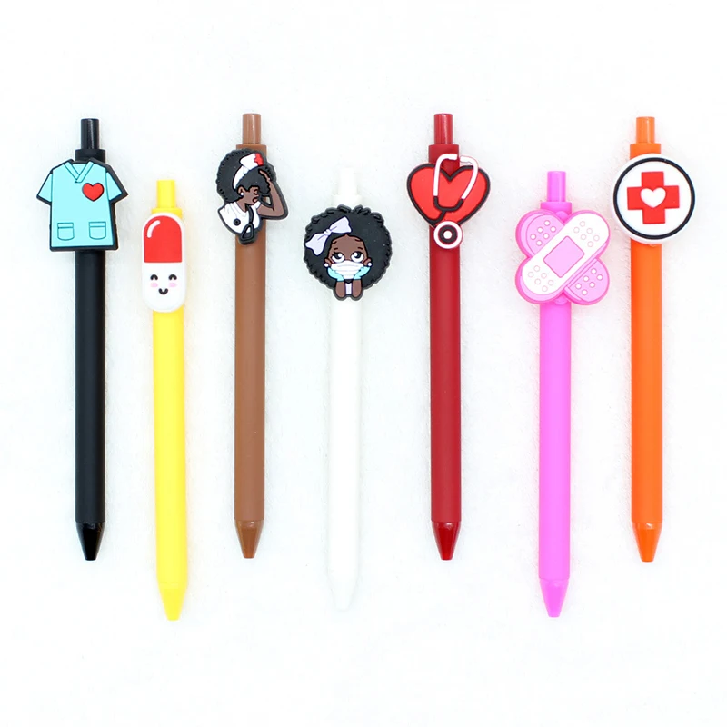 2Pcs Personalized Nurse Pens Funny Cute Nurses Pen Retractable Ballpoint Pen Smooth Writing Pen Cartoon Pressing Neutral Pens