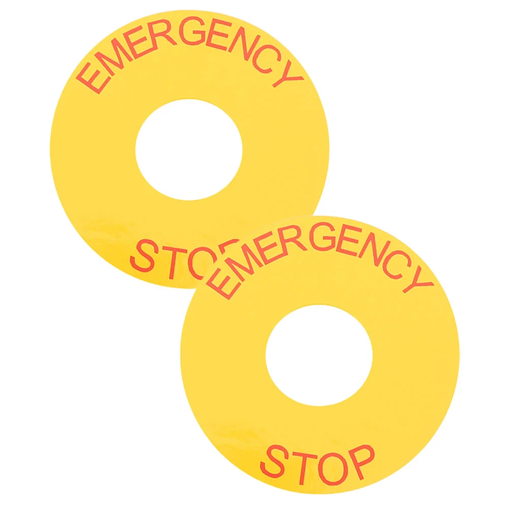 Applique Label Labels Stop Decalques, PVC Emergency Equipment Sticker, 2 Pcs