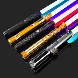 Metal Handle RGB Cosplay Double-edged Lightsaber Laser Sword 16 Colors Change LED Switchable Sound And Light For Boys Girls Gift