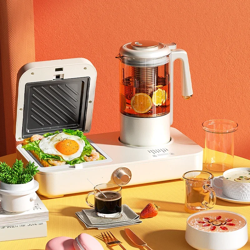 Multifunctional Breakfast Maker, máquina de sanduíche, temporizador de função múltipla, café, waffle, brinde, 3 em 1