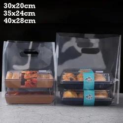 50pcs Clear Plastic Bags With Handle Candy Cookies Packaging Bags Wedding Birthday Party Favor Decoration Bag Bakery Supplies