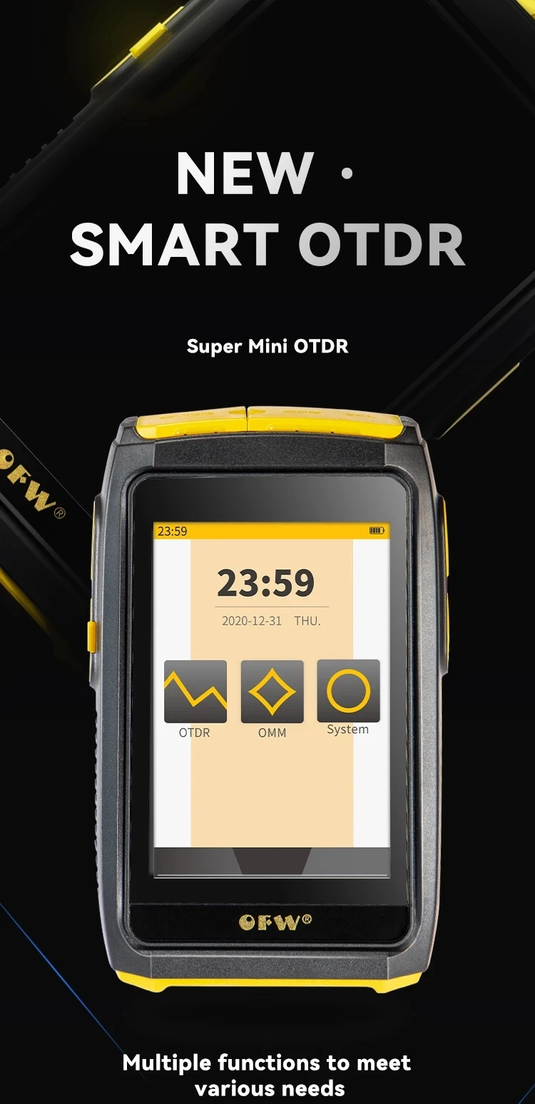 FWT-100 Mini OTDR FTTH  Active Fiber Live Test 1550nm 20dB 80KM Fiber Reflectometer OPM VFL OLS Fiber Tester SC Connector