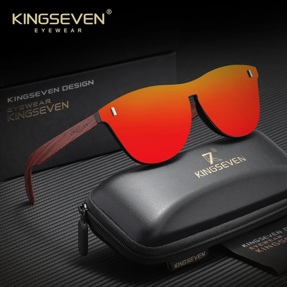 KINGSEVEN Walnut Wooden Sunglasses Men Polarized Sun Glasses UV400 Eye Protection Fishing Driving Glasses