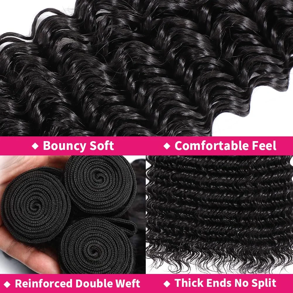 Deep Wave Bundels 100% Menselijk Haar 30 Inch Indian Remy Weave Hair Extensions Voor Vrouwen Rauw Maagdelijk Haar 1 3 4 Bundels Deal Te Koop