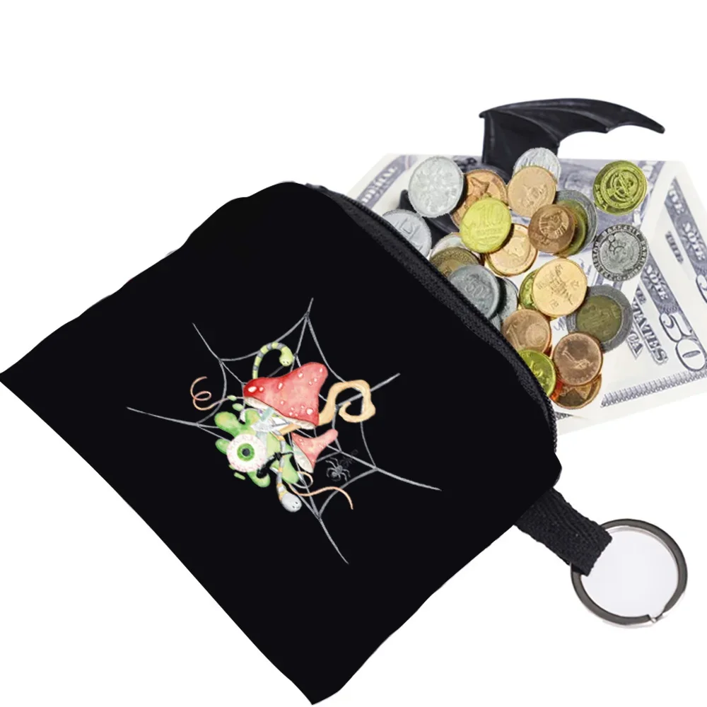 Coin Purse Mini Wallet Change Bag Pouch Boys Girls Money Key Organizer Bag Credit Card Holder Case Golden Mushroom Series