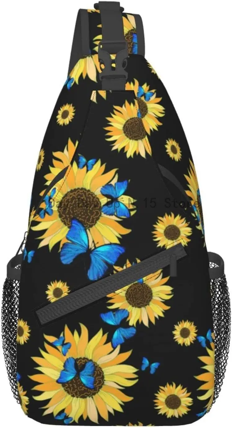 Mochila de girassol crossbody sling bolsa de ombro para mulheres e homens, casual para viagens, caminhada, ginásio