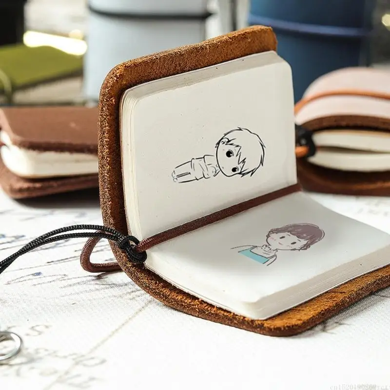 D5BB Small Leather Journal Pocket Writing Pad For Women Keychain Bag Wallet Charm