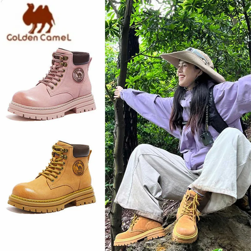 

Женские зимние ботинки GOLDEN CAMEL, непромокаемые рабочие короткие ботинки, уличная кожаная походная обувь для женщин, осень 202, удобная осень