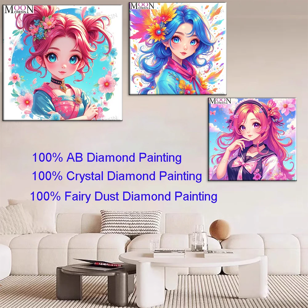 

Color Collision Gir 100% Fairy Dust Square Diy Diamond Painting Cross Stitch Embroidery Mosaic Home Decor Picture Rhinestones Cr