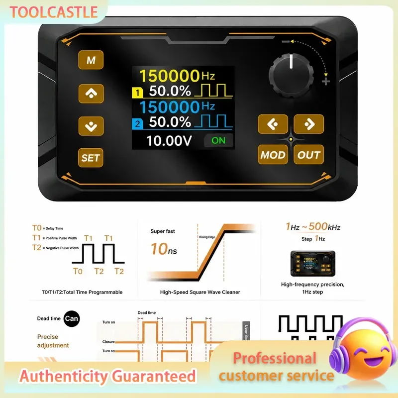 Dual Channel PWM Pulse Signal Generator 1Hz-500kHz Adjustable Dead Time Programmable DC5-24V Square Wave Module