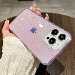 Luxury Laser Neon 3D Love Heart Clear Case for IPhone 11 12 13 14 16 Pro Max Shockproof IMD Acrylic Cover for IPhone 15Pro 14Pro