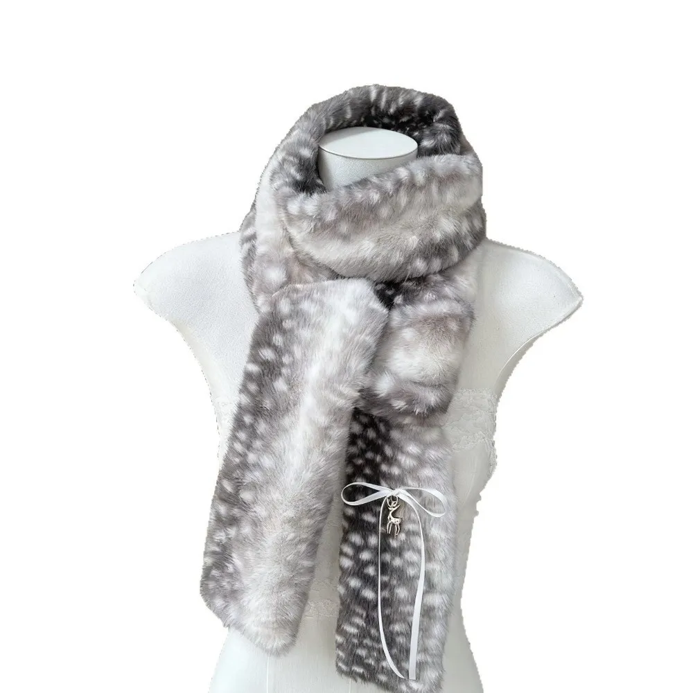 Cute Deer Print Scarf Winter Warm Windproof Foldable Earmuffs Soft Neck Warmer New Year Celebration