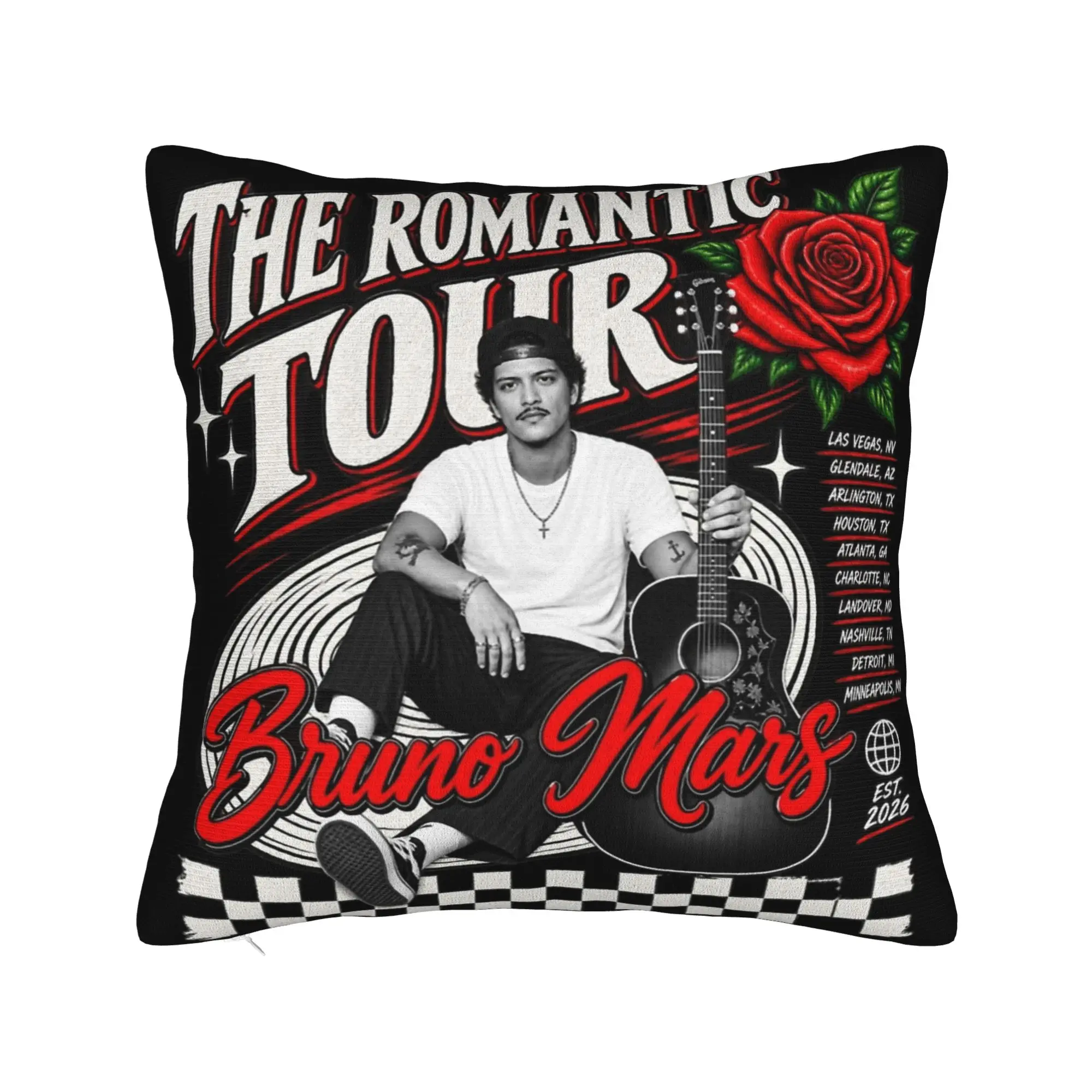 Decorative Pillowcases Bruno Mars Romantic Tour 2026 Merch Car  Throw Pillow Case Cover Drop Shipping Multi-Size