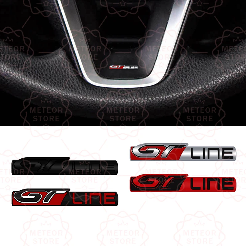 Car Nameplate GT Line Metal Badge Interior Steering Wheel Sticker Emblem For Peugeot 206 208 3008 307 301 407 5008 2008 308 107