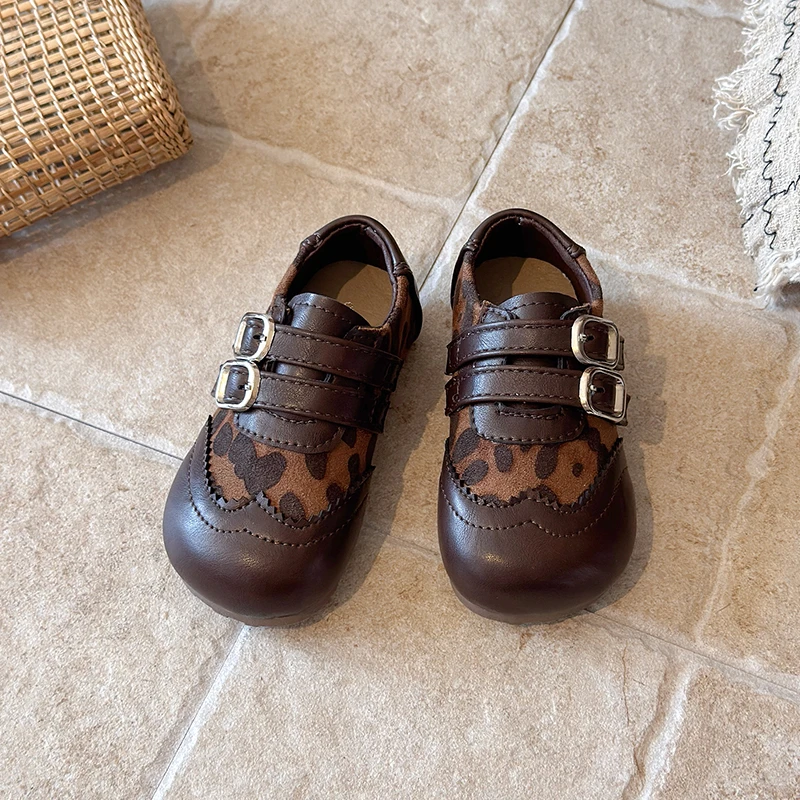 Kids Vintage Brogue Mary Jane Black Shoes, Double Buckle Strap Toddler Flat Dress, Scalloped Spliced Soft Rubber Sole Casual