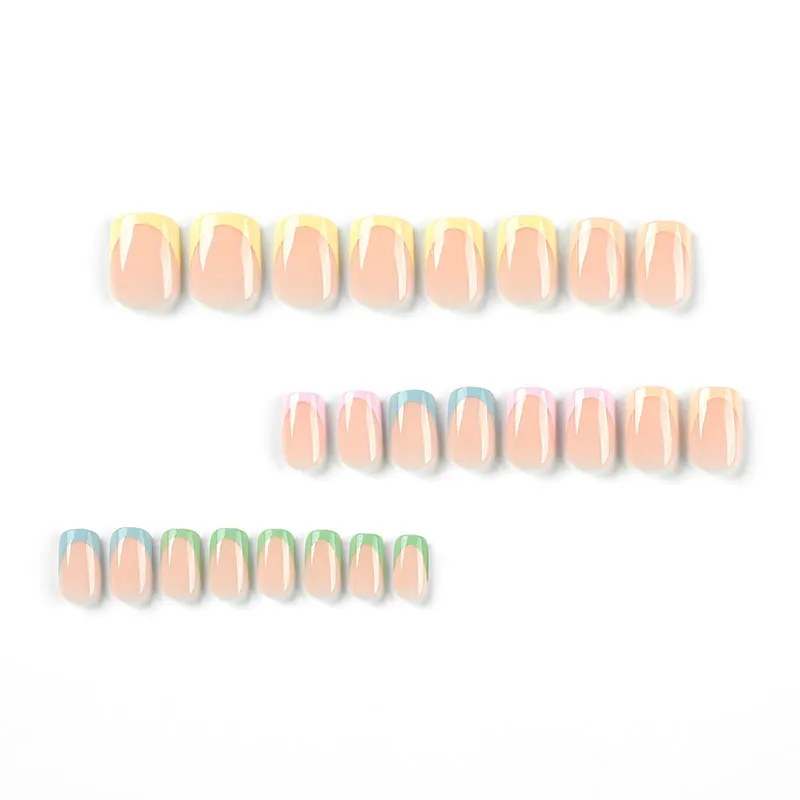 24pcs/box wearable five-color French simple manicure short fake nails