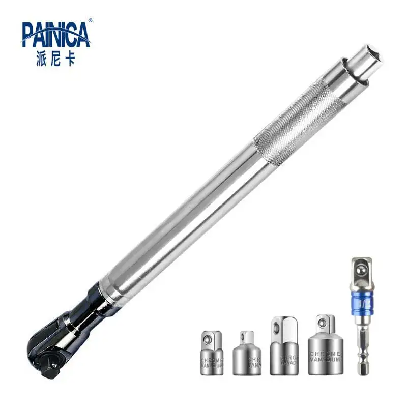 

3-in-1 Pneumatic/Electric/Manual Extension Wrench with 4 Adapters & Drill Bit, for Tight Automotive Spaces