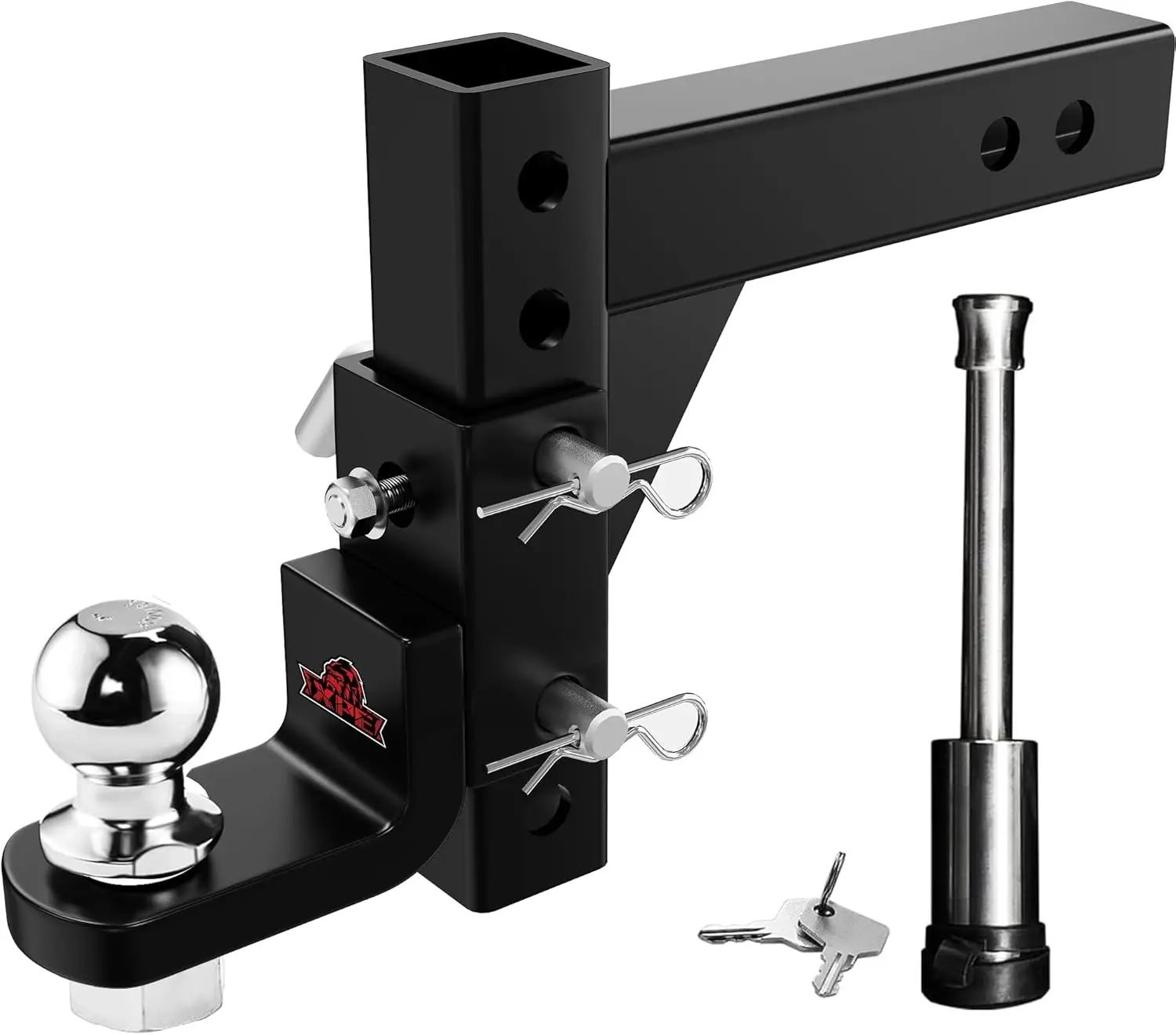 

Регулируемое крепление для прицепа с шаровой опорой 2 дюйма, грузоподъемность 7500 фунтов, вылет 9-1/2 дюйма / подъем 8-1/4 дюйма для тяжелых грузовиков