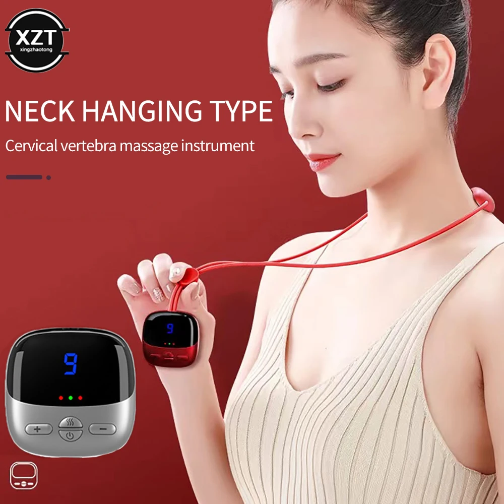 Hanging Cervical Spine Massager Mini Pulse Shoulder Cervical Massage Hot Compress with Heating Cervical Neck Pulse Massage