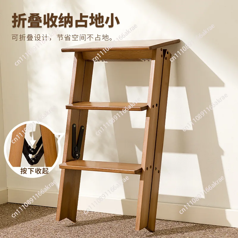 foldable bamboo and wood ladder stools, kitchen high stools, bar stools, household stairs, storage racks