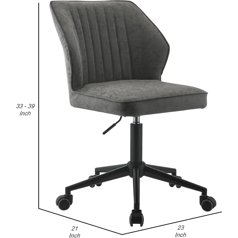 كرسي مكتب دوار Benjara BM251041 مع خياطة وقاعدة نجوم باللون الرمادي