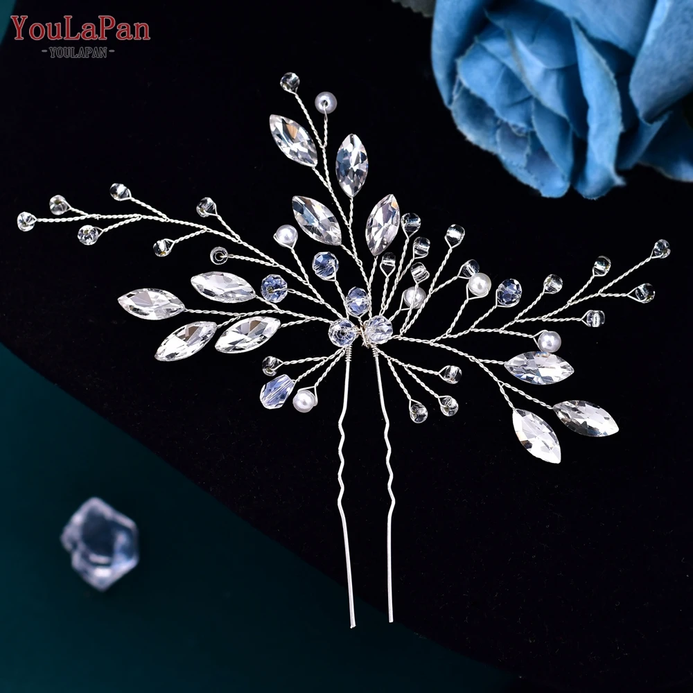 YouLaPan Crystal Hair Pin for Woman Bridal Girl Hairpin Wedding Hair Accessories Bride Hair Clip Bridesmaid Headdresses HP103-1