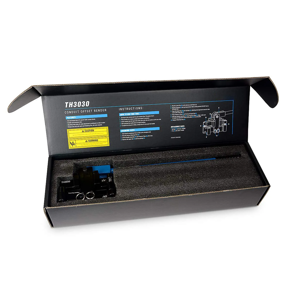 TH3030 ثنائي الحجم لثني القناة 2 في 1 - 1⁄2 "& 3⁄4" EMT