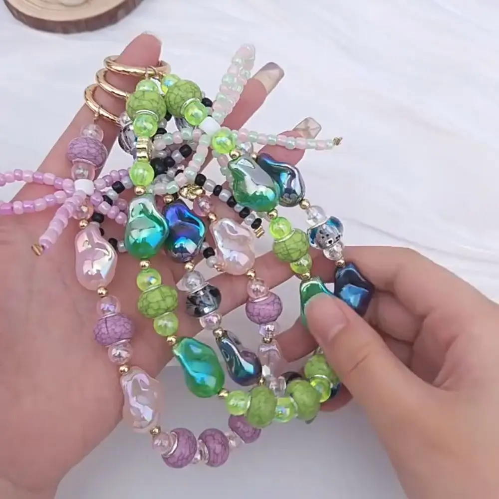 

Anti-lost Flower Mobile Phone Chain Short Bag Charms Bow Phone Case Lanyard Y2K Ins Style Colorful Ball Beaded Phone Strap